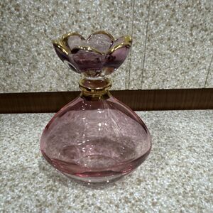 Vintage Pink Floral Stopper Perfume Bottle SC Crystal